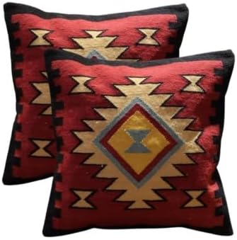 Handmade 100% Wool Kilim Pillow Cover – 18x18 Inches, Durable Indian Cushion Case, Premium New Zealand Wool for Home Decor (Orange, Pack of 1)