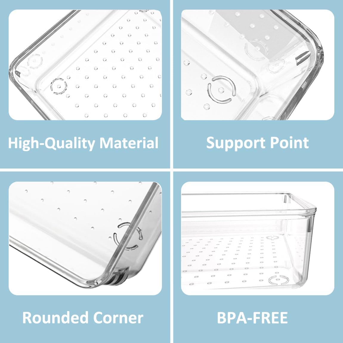 26 PCS Large Clear Drawer Organizer Bins, 5Sizes Plastic Versatile Desk Drawer Organizer Trays with Non-Slip Silicone Pads, Storage Bins for Makeup, Jewelries, Bedroom，Kitchen Utensils and Office