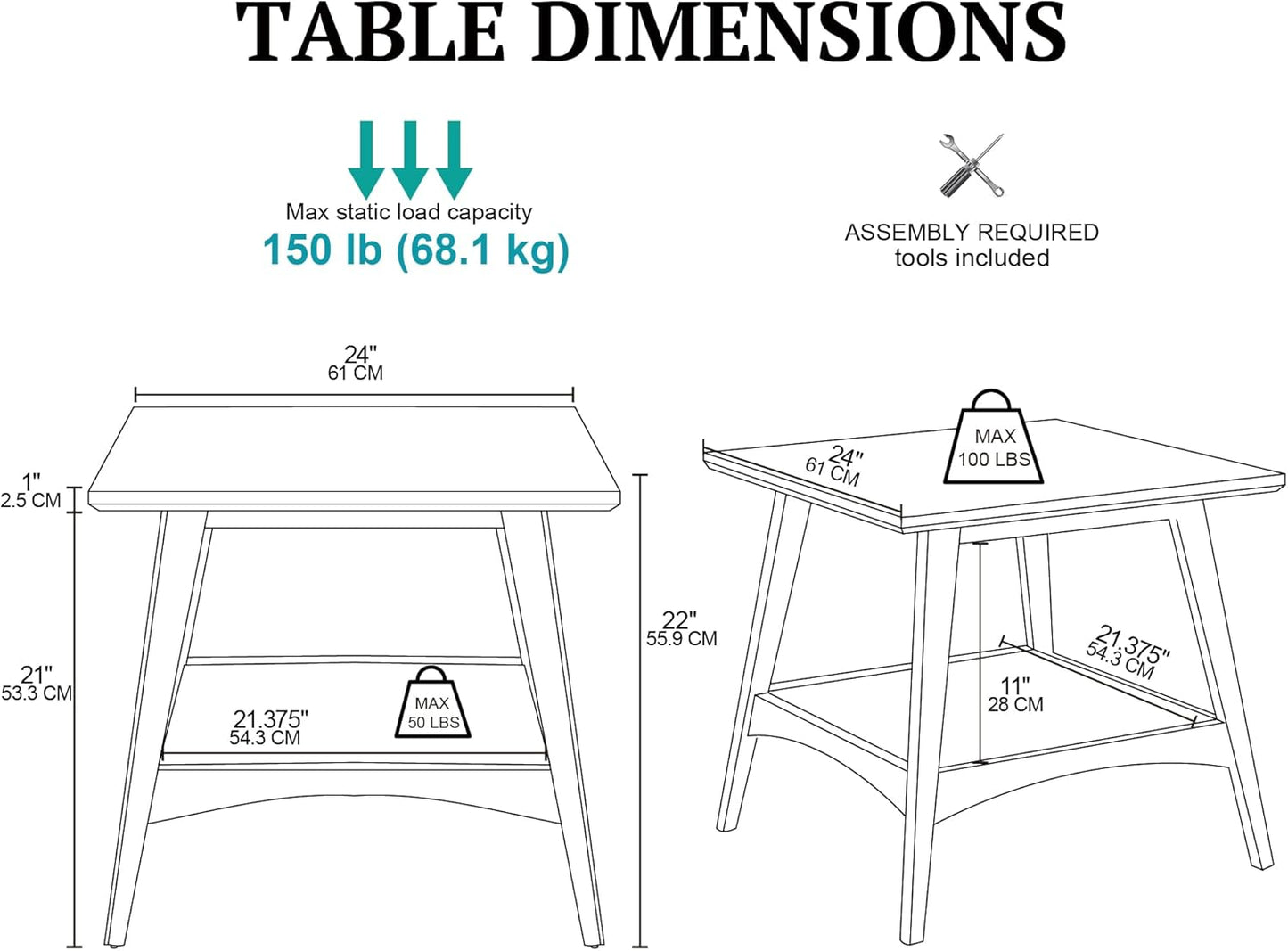 Madison Park Parker End Tables-Solid Wood, Two-Tone Finish with Lower Storage Shelf Modern Mid-Century Accent Living Room Furniture, Medium, Off-White/Pecan