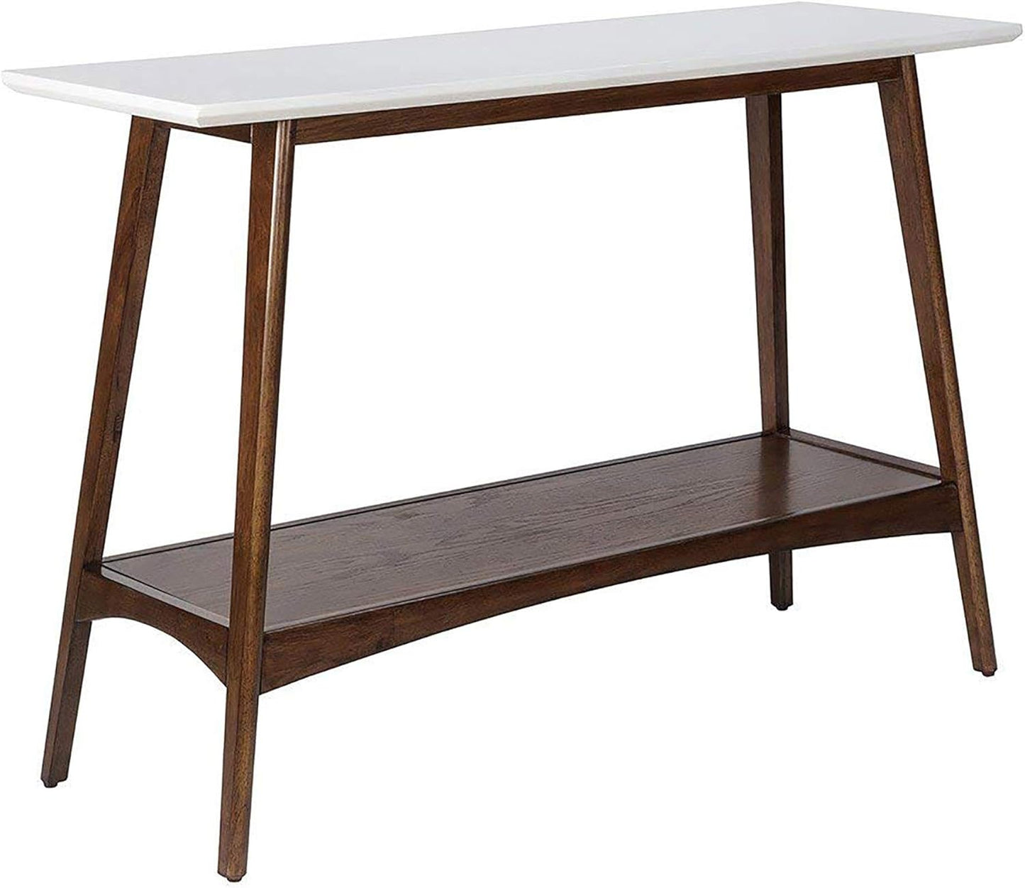 Madison Park Parker End Tables-Solid Wood, Two-Tone Finish with Lower Storage Shelf Modern Mid-Century Accent Living Room Furniture, Medium, Off-White/Pecan