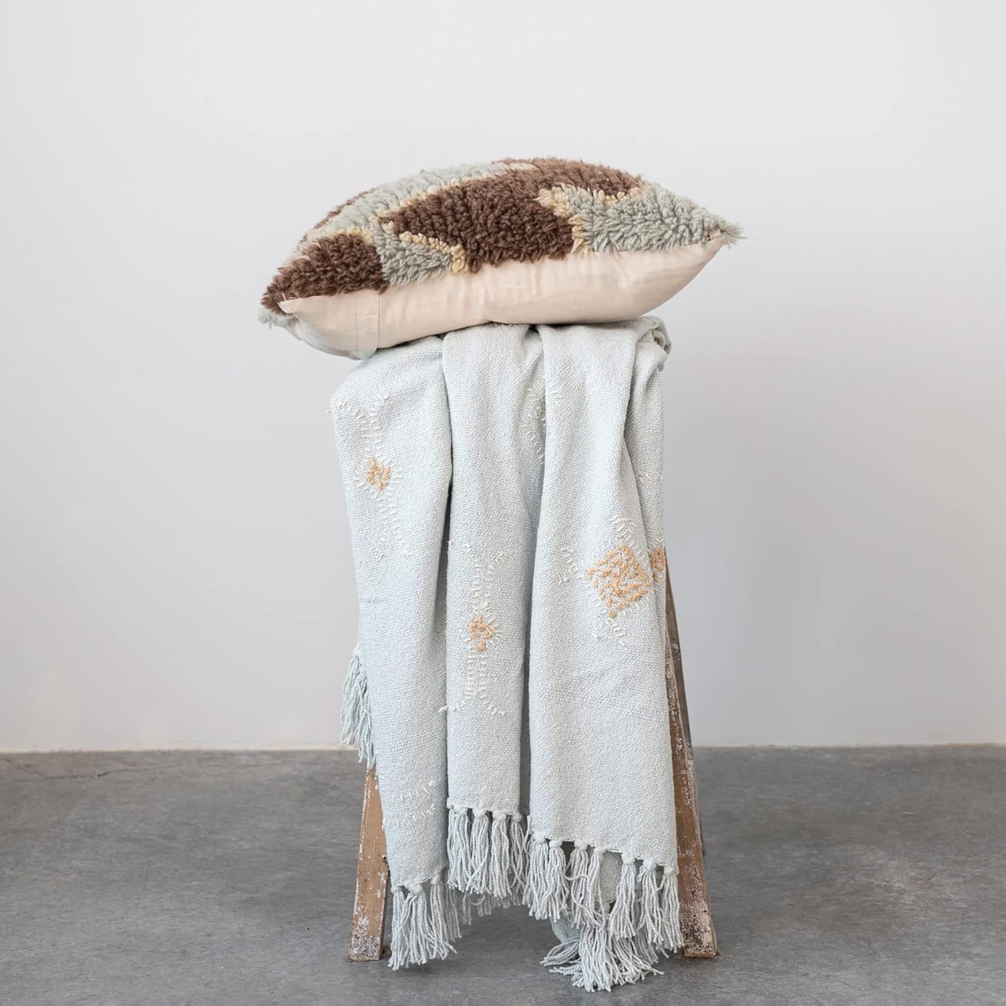 Creative Co-Op Tufted Wool and Cotton Throw Pillow Cover with Abstract Design, Multicolor