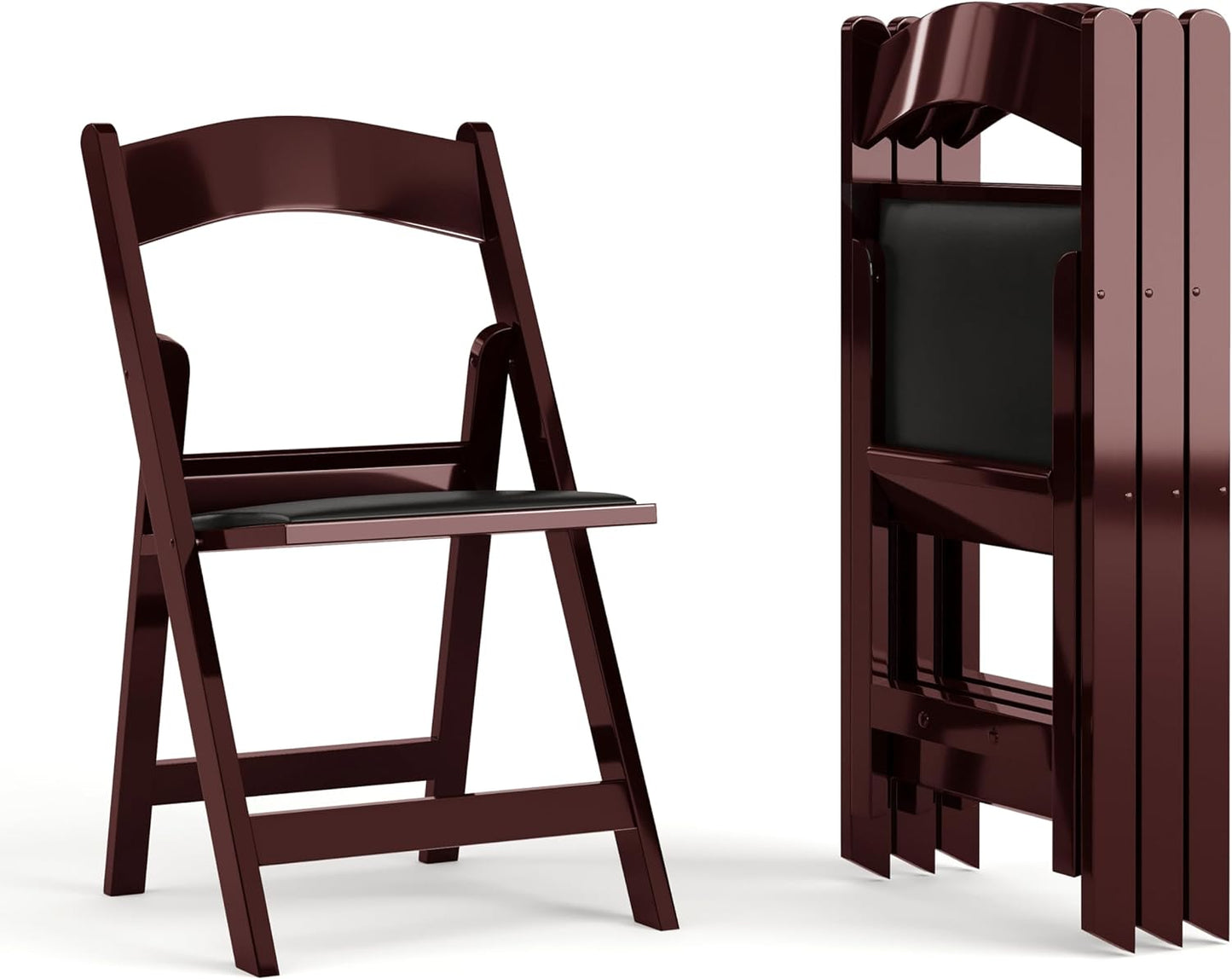 Flash Furniture Hercules Series Folding Chairs for Weddings and Formal Events, Stackable Commercial Event Seats with 1,000-lb. Static Weight Capacity, Set of 4, Black