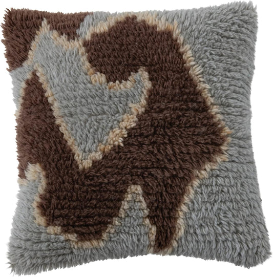 Creative Co-Op Tufted Wool and Cotton Throw Pillow Cover with Abstract Design, Multicolor